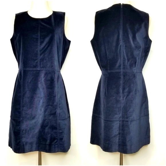 Gap Velvet Shift True Indigo Navy Knee Length  Party Evening Cocktail Dress,  12 - Picture 1 of 10